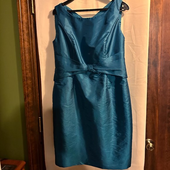 JADE BY JASMINE Women's Teal Satin Dress with Jacket ~ Size 14 - Picture 1 of 6
